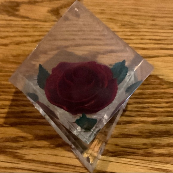 Paper Weight Bircraft Lucite Rose Indiana Handcrafted - Picture 5 of 7